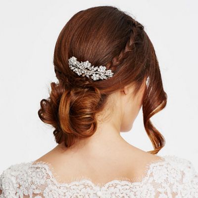 Large mixed crystal flower hair comb